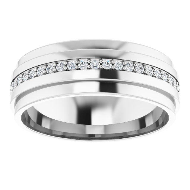 Round Diamond Men's Double Edge Eternity Band-VIRABYANI